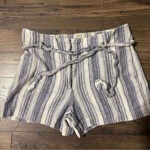 Ann Taylor LOFT High Waist Paper Bag Blue and White Striped Shorts